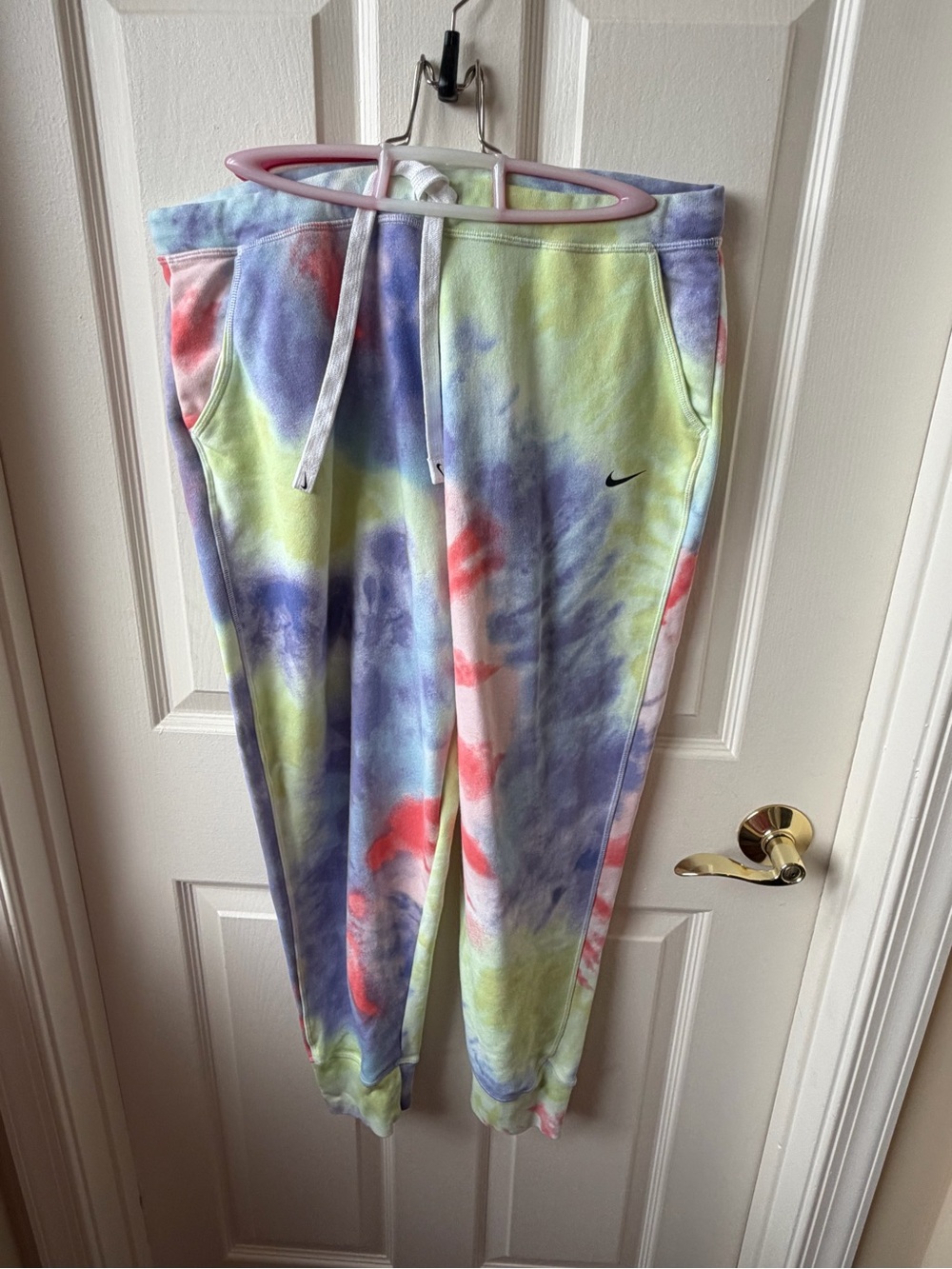 Woman Tie-Dye Joggers in Pastel Rainbow